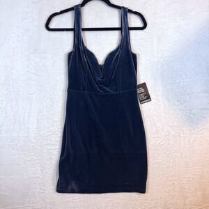 Express Dress Velvet Bodycon Mini 2 Slate Blue Womens